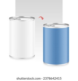 Hight realistic can with easy-open lid mockup. Vector illustration isolated on white background. Easy to use for presentation your product, idea, design. EPS10.