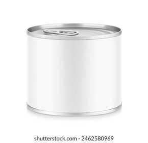 Hight realistic can with easy-open lid mockup. Vector illustration isolated on white background. Easy to use for presentation your product, idea, design. EPS10.