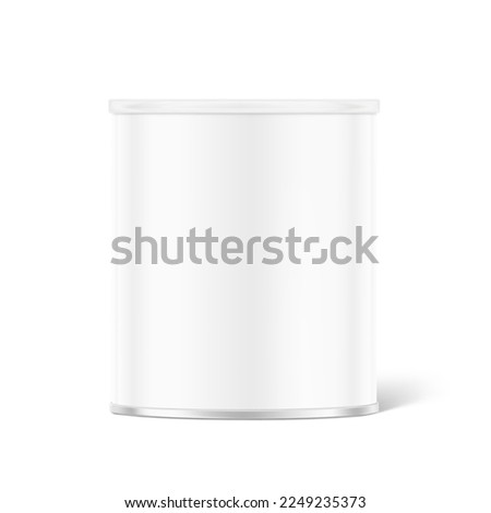 Hight realistic can with plastic cover mockup. Vector illustration isolated on white  background. Easy to use for presentation your product, idea, design. EPS10.	