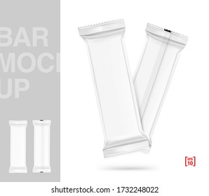 Hight realistic flow packaging mockup. Vector illustration isolated on white background. Can be use for your design, promo, adv and etc. Possibility for food, pharmaceutical, cosmetic. EPS10.		