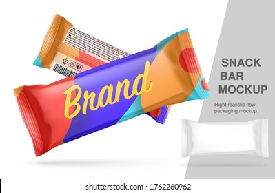 Hitzrealistische Fließverpackung. Vektorgrafik einzeln auf weißem Hintergrund. Kann für Ihr Design, Promo, Adv und etc. Verwendung sein. Möglichkeit für Lebensmittel, Arzneimittel, Kosmetik. EPS10.