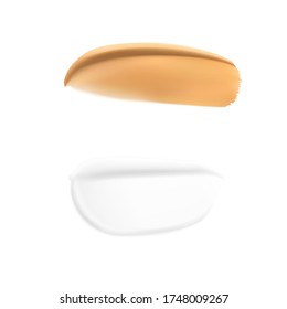 Hight realistic smear of cream. Vector illustration isolated on white background. Ready for your design. EPS10.