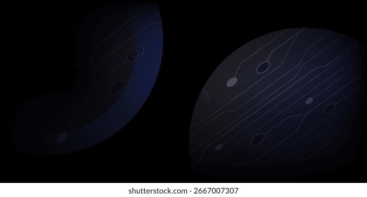 hight technology futuristic internet dark black background, blue abstract cyber information communication, Ai big data science, innovation future tech