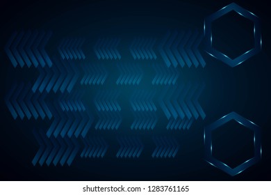 High-tech background, blue dimension image, three-dimensional hexagon and reflective arrow