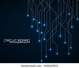 High-tech background with glowing circuit board, neon technology design. Vector illustration