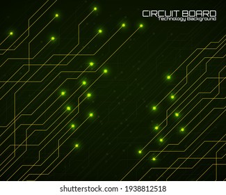 High-tech background with glowing circuit board, neon technology design. Vector illustration