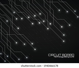 High-tech background with glowing circuit board, neon technology design. Vector illustration