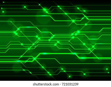 High-Tech Circuit Board Background, Technology green circuit abstract background.