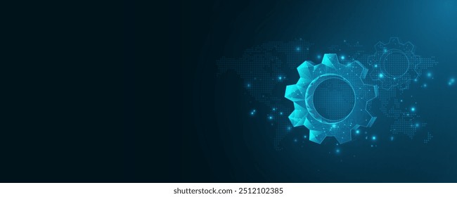 High-tech communication network cog technology concept background image