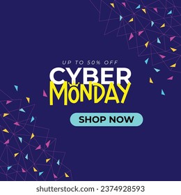 High-Tech Cyber Monday Sale: 80s Vector Promo Template for Online Retail Marketing