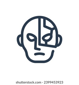 Ilustración de Cyborg de alta tecnología en la ilustración de iconos vectores de contexto de superhéroes