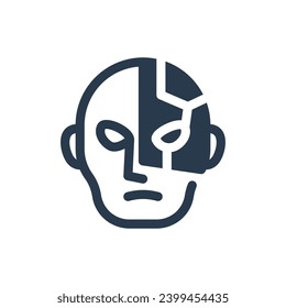 Ilustración de Cyborg de alta tecnología en la ilustración de iconos vectores de contexto de superhéroes