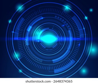 High-tech digital interface background with blue HUD elements and grid design. Perfect for technology, data, or sci-fi themes.