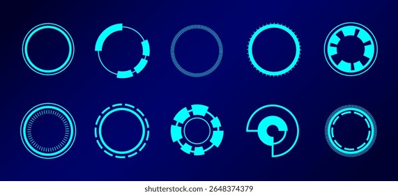 High-tech digital interface background with blue HUD elements and grid design. Perfect for technology, data, or sci-fi themes.