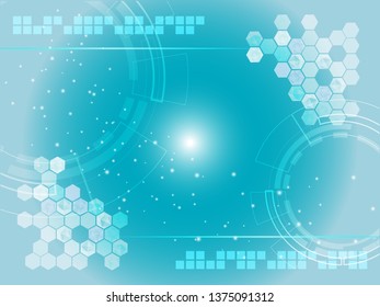 High-tech digital technology circuit, concept, technology, hexagon elements, with gradient corner polygonal on dark blue background. vector illustration abstract