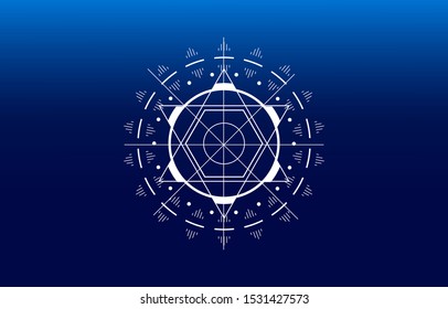 High-tech digital technology circuit, concept, technology, hexagon, pentagon, line, dots, circle, elements with gradient center polygonal on dark blue background. vector illustration abstract