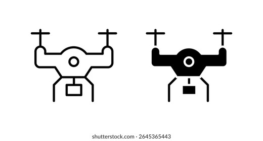 High-tech drone icon set with camera, representing aerial photography, surveillance, and future technology. Great for videography, delivery, and remote control.