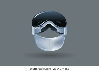 High-tech Futuristic technology  Advanced Vision pro-VR Glasses -Virtual reality device, 360 VR modern helmet-vector illustration 