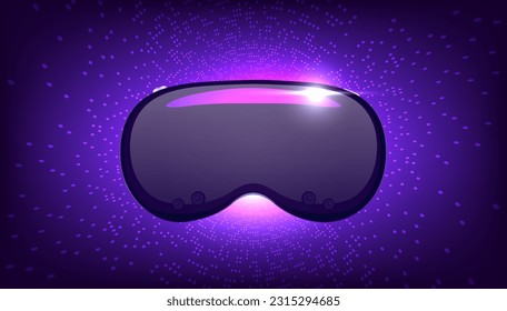 High-tech Futuristic technology Advanced Vision pro-VR Glasses -Virtual reality device, 360 VR modern helmet on purple background.