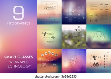 high-tech glasses infographic with unfocused background
