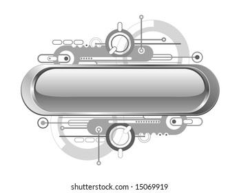 High-Tech Glossy Metal Website Navigation Button - Vector Text Banner