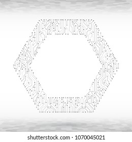 High-tech hexagon technology background texture. Abstract circuit board vector illustration.