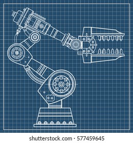High-tech industrial robot vector image on the isolated background.