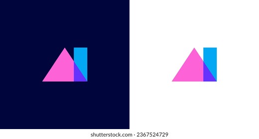 High-Tech and Innovative Logo for letter A and I. Ai logo design for brands. Letter A and Letter I minimal and memorable design.