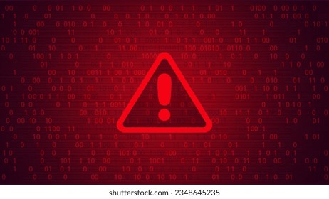 High-Tech Intrigue: Warning Abstract Red Background Infused with Binary Code Numbers. Conceptual Visual Representing Data Breaches, Malware Incidents, Cyber Attacks, and Hacking Threats