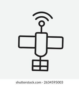 High-Tech Satellite Icon in Precision Line Art Style