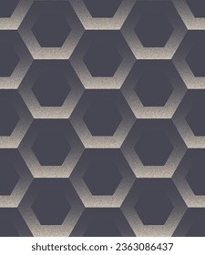 High-Tech Sci-Fi Hexagon Grid Seamless Pattern Vector Dot Work Abstract Background. Hexagonal Structure Graphic Design Sportswear Textile Print Loopable Wallpaper. Halftone Technology Abstraction