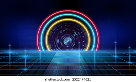 High-tech stage for digital technology of the future