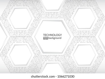 High-tech technology background texture. Hexagon circuit board vector illustration. Electronic motherboard concept.