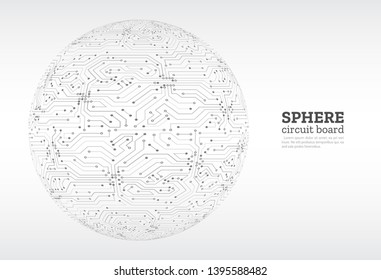 High-tech technology background texture. Sphere circuit board vector illustration. Electronic motherboard concept