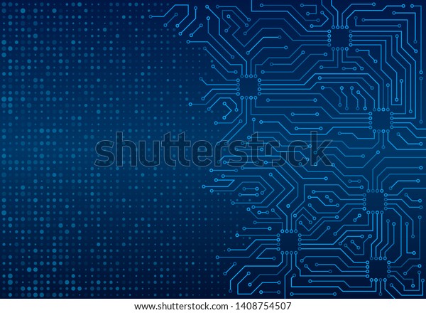 High-tech technology blue\
background texture. Circuit board minimal pattern. Science vector\
illustration.