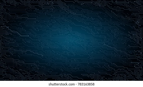 High-tech Technology Circuit Board Dark Background. EPS10 Vector