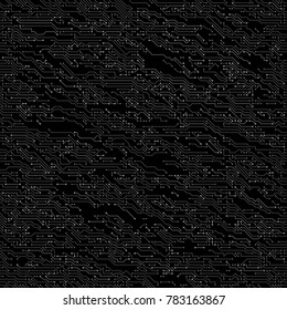 High-tech Technology Circuit Board Dark Seamless Background. EPS10 Vector