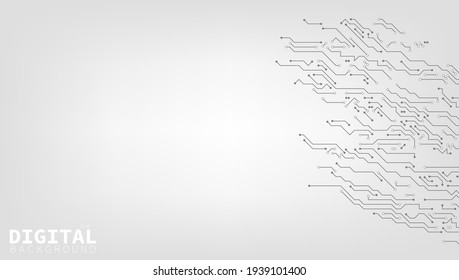 High-tech Technology Digital Background Black And White Circuit Board Concept. EPS10 Vector