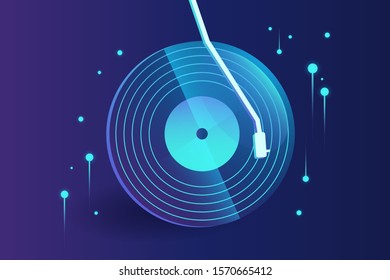 abstracto vectorial de música de grabación de vinilo de alta tecnología con gráfico de fondo degradado