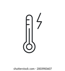Icono de alta temperatura, logotipo. Icono del termómetro aislado en fondo blanco. Ilustración del vector