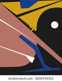High-tension abstract composition featuring a sawtooth edge and architectural vectors.