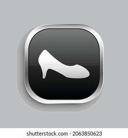 hightheel icon design. Glossy Button style rounded rectangle isolated on gray background.. Vector illustration
