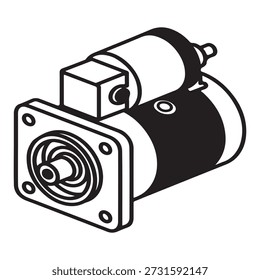 High-Torque Starter Motor Assembly Outline Mechanical Component Illustration
