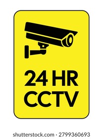 High-visibility 24-hour CCTV surveillance sign featuring a security camera icon, designed for residential, commercial, industrial, and public areas. Perfect for security monitoring, crime deterrence, property protection, access control, safety awareness, and surveillance notification applications.