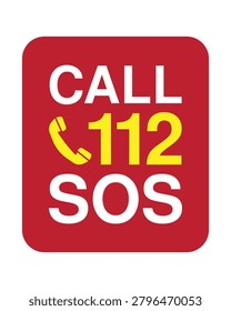 High-visibility Call 112 SOS sign featuring an emergency telephone symbol and emergency number for rapid response. Ideal for offices, schools, hotels, hospitals, warehouses, public buildings, and workplace safety systems.