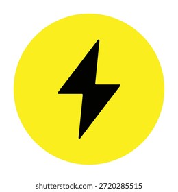 Icono de peligro eléctrico amarillo neón de alta visibilidad con el símbolo negro del perno del relámpago para la advertencia de poder y la seguridad de alto voltaje - Vector de Profesional Imagen de stock