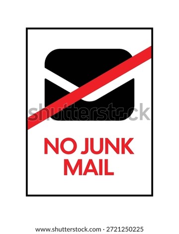 High-Visibility NO JUNK MAIL Residential Sign with Crossed-Out Envelope Icon - Professional Vector Property Management Graphic