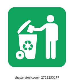 Señal de clasificación y reciclaje de residuos de alta visibilidad con fondo verde - Profesional Vector Sostenibilidad Gráfico