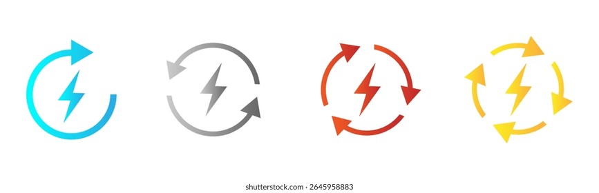 Conjunto de iconos de energía eléctrica de alto voltaje. Icono de poder. Gráficos de Vector