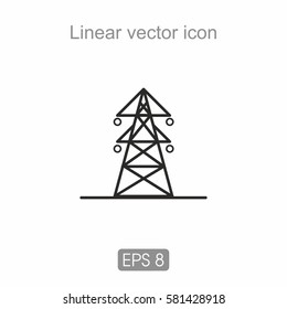 Linha elétrica de alta tensão. Polo com fios